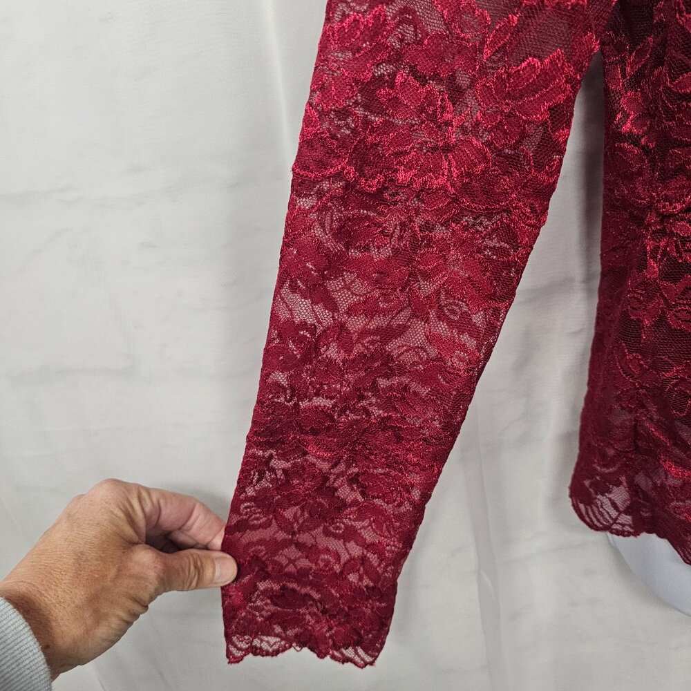 Apt 9 Blouse Red Lace Floral Goth Whimsigoth Dark Fairy Indie Grunge L - Picture 4 of 13